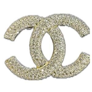CHANEL Gold Interlocking Brilliant Crystal CC Brooch Fall/Winter 2023 (CCXX022)